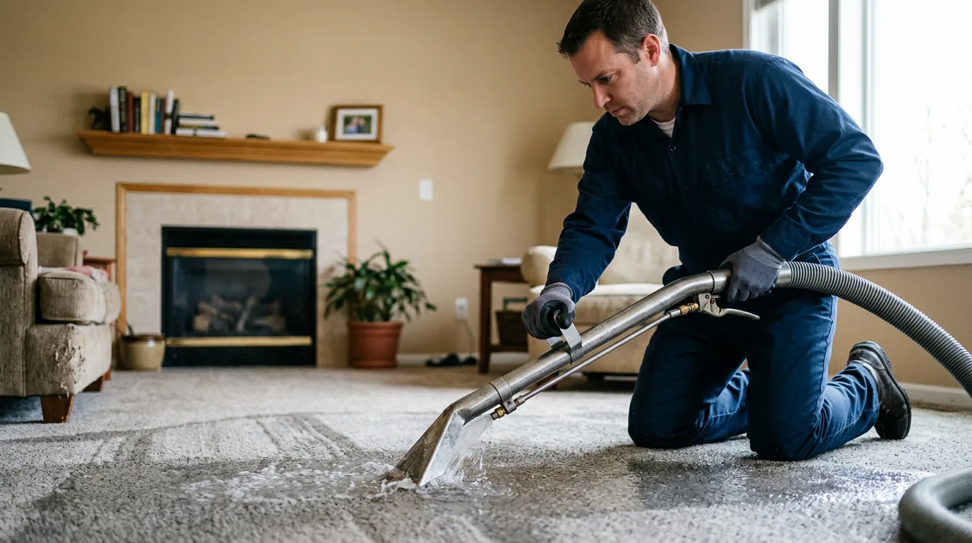 Water damage restoration technician working near Mazon, IL